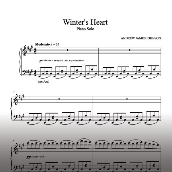 winters heart piano solo notation